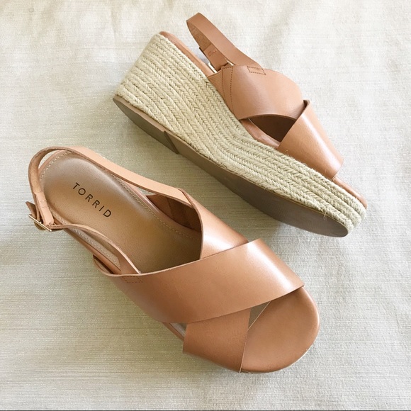 torrid Shoes - Torrid Tan Faux Leather Espadrille Platform Wedge